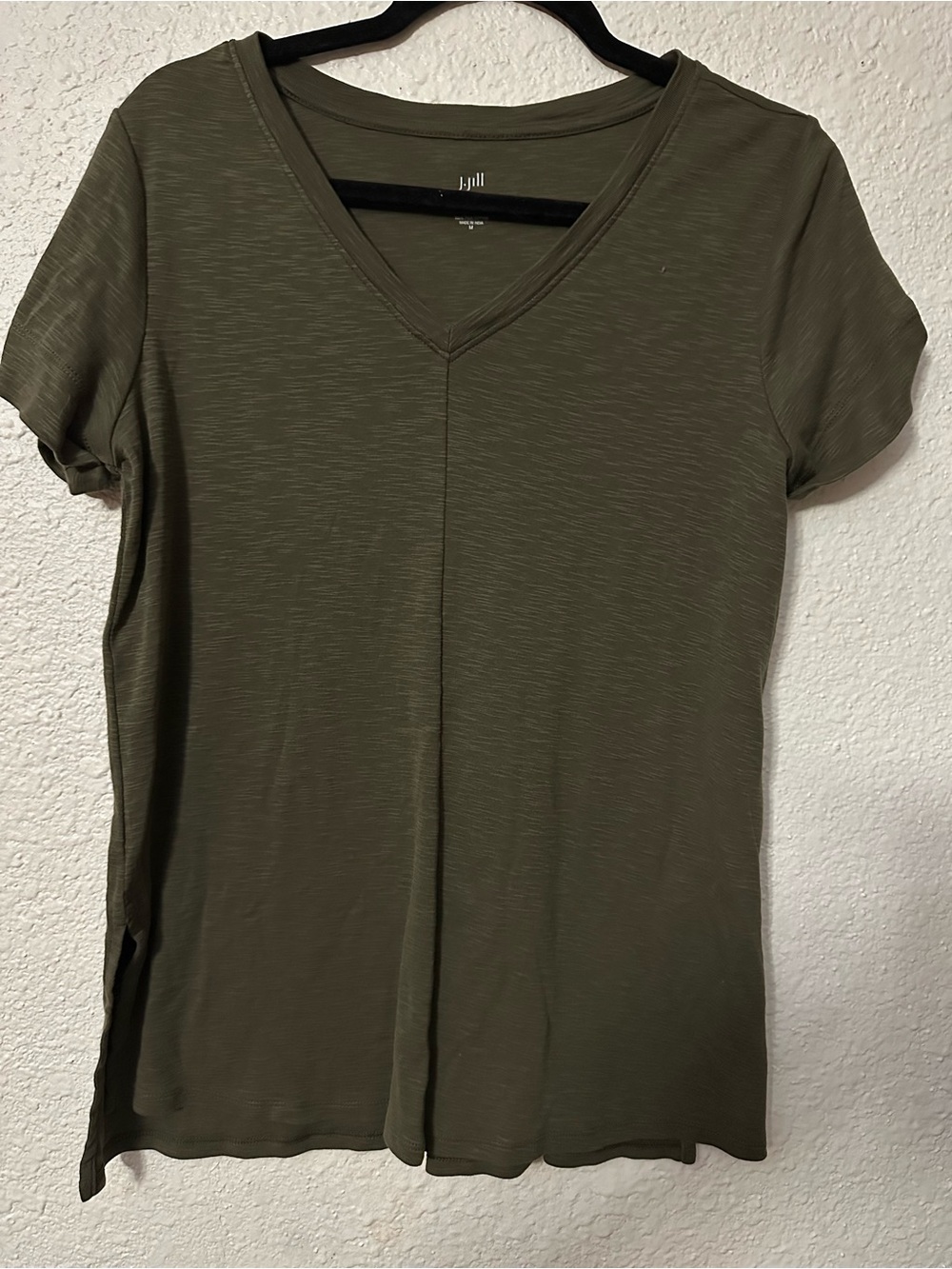 J. Jill Olive V-Neck Short Sleeve Tee